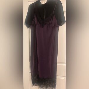 ModCloth Sheer Black and Deep Purple Dress